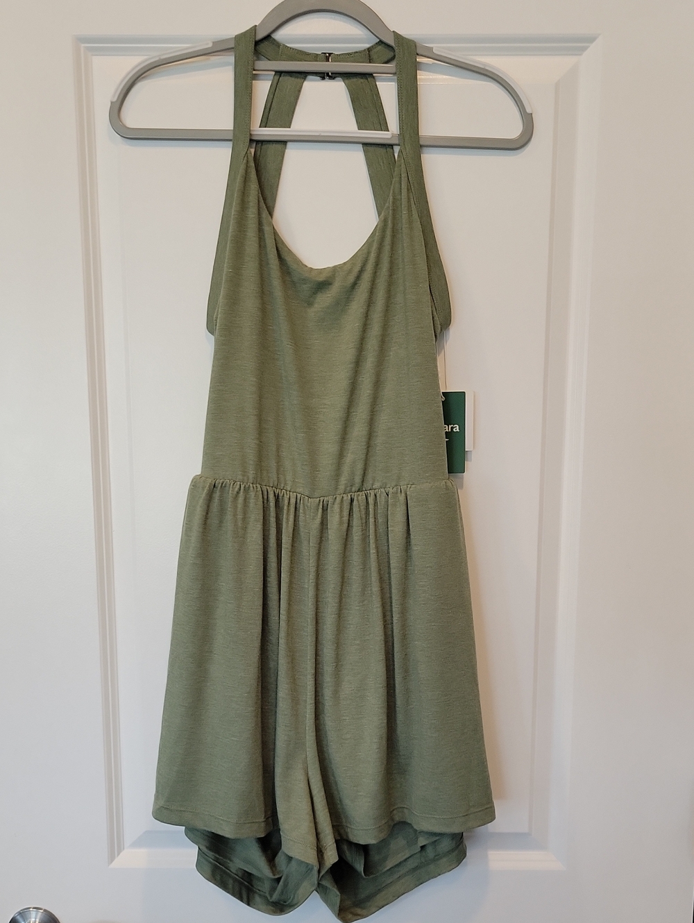 Halara Women's Lounge Easy Peasy Pockets Romper Heather Green Large NWT